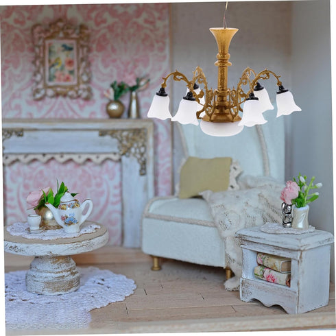 Model Chandelier Mini Lamp for Doll House, Tiny House Ceiling Lamp, Dollhouse LED Chandelier Miniature Furniture