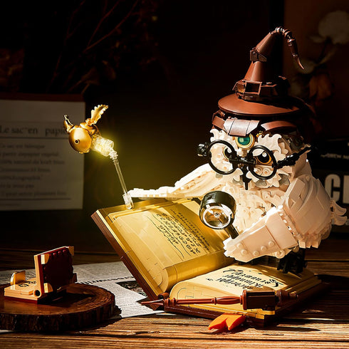 Set, Set 14+ (1162 Vziimo Ideas Magic World Owl Building MOC Creative Bird Animal Building with Light, Collectible Hary