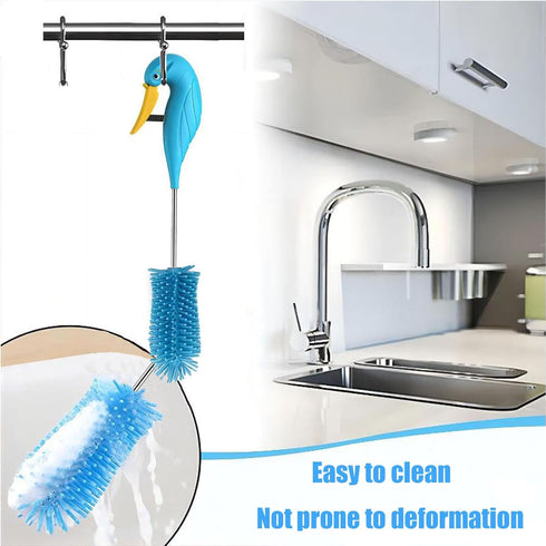 Water Bottle Cleaner Brush Semi-Automatic Silicone Bottle Brush for Baby, Sports, Vase, Glassware, and Smaller Diameter