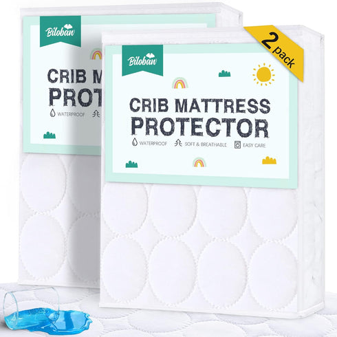 Crib Mattress Protector Sheets Waterproof 2 Pack, Quilted Crib Mattress Pad Cover