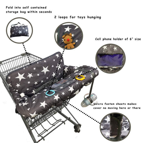 2-in-1 Shopping Cart Cover for Baby, Toddler High Chair Cover, Star Print