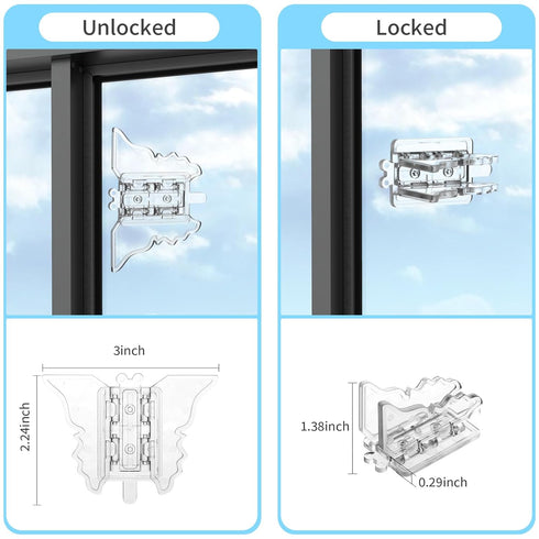 6 Pcs Child Proof Sliding Door Lock - Safety Lock for Patio Door, Sliding Glass Window, No Drilling Required