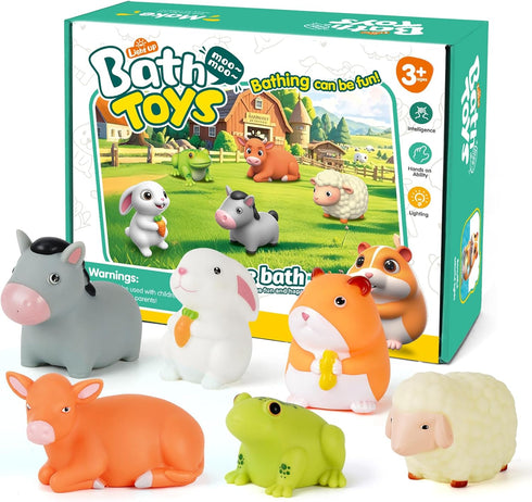 1-3: 6 Set, 1 2 3+ Bath Toys for Toddlers PCS Light-Up Farm Animal Bath Toy Baby Bath Toys, Bathtub Pool Bath Toy