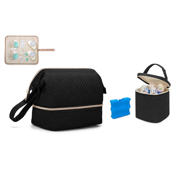 Fasrom Wearable Pump Carrying Bag Bundle with Insulated Baby Bottle Cooler Bag
