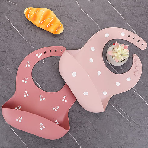 ME.FAN Silicone Baby Bibs Set of 2 - Adjustable Silicone Bibs for Babies & Toddlers
