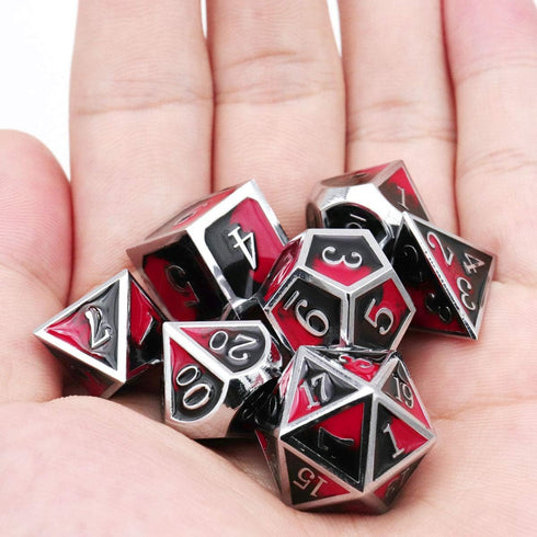 Haxtec DND Metal Dice Set - Red and Black Metal DND Dice for Dungeons and Dragons RPG Games - Vampire