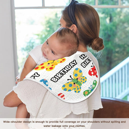 decor gift 4 Pack 22x11in Cotton Burp Cloth Breathable Happy Birthday Cute Butterfly spit up Cloth for Newborns