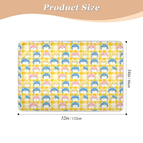 siphylline 52" 34" Yellow Colorful Cats Extra Large Resuable Diaper Mats Soft Absorbent Baby Diaper Changing Pad