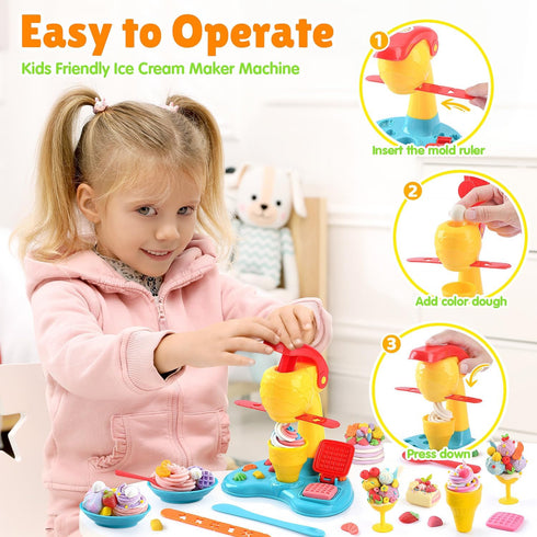 2 1 Sets 2-4-8, 3 8 Dough,2 oz in Color Dough for Kids Ages Kitchen Creations Ice Cream Pizza Maker Machine, Art Crafts