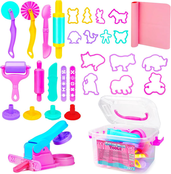 Dough Tool Sets for Kids Toddlers,Cute Playdough Accessories with Rolling Pin Dough