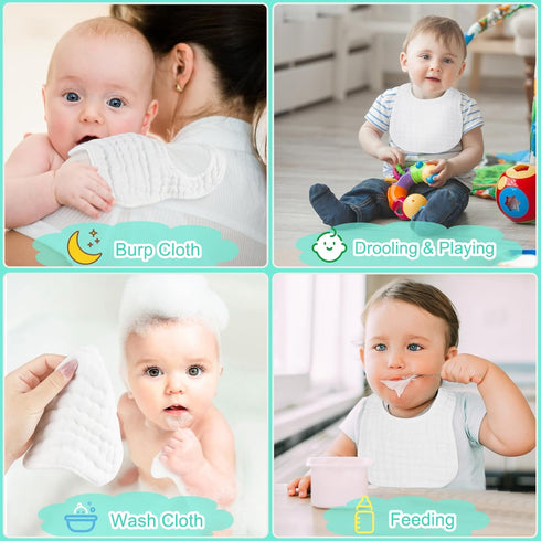 Accmor 6 Pack Muslin Baby Bibs, Soft Cotton Baby Bandana Drool Bibs for Boys Girls Teething and Drooling