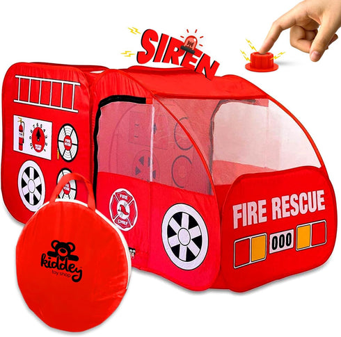 Kiddey Fire Truck Play Tent for Kids - Firetruck Tents with Sirens and Fireman Sound Button for Girls, Boys, & Toddlers
