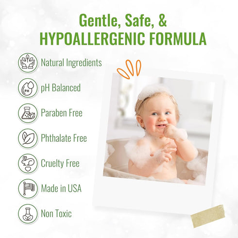 Wild Naturals Kids Shampoo and Body Wash, Hypoallergenic Baby Shampoo, Organic Baby Wash, Gentle for Sensitive Skin