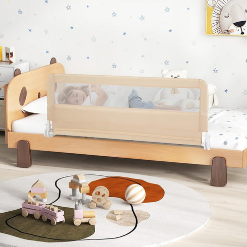 59-in (1 Pack, HONEY JOY Bed Rail for Toddlers, Extra Long, Portable Safety Bed Guardrail w/Double Safety Child Lock
