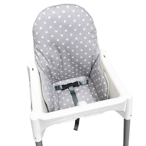 Cotton Seat Covers for IKEA Antilop Highchair, Foldable Baby Highchair Cover with Forest Pattern (Grey Star)
