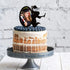 Congrats Grad 2025 Cake Toppers - Black Acrylic Photo Frame Cake Topper for Class of 2025 Graduate Party Supplies