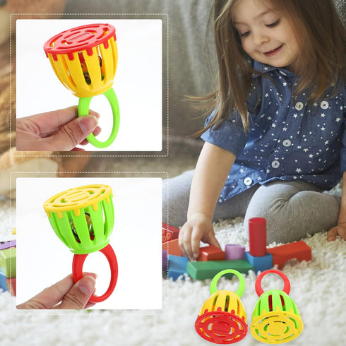 Handheld Jingle Ring Sleigh Bells: 2Pcs Cartoon Handbell Rattle, Luminous Musical Instrument for Kids