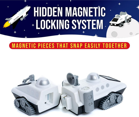 POPULAR PLAYTHINGS Magnetic Mix or Match Vehicles, Space, White, Standard