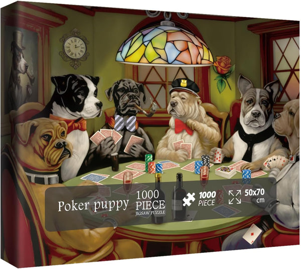 Classic Dog - 1000 Piece Puzzle for Adults - Vintage Dog Casino Poker Puppy Jigsaw