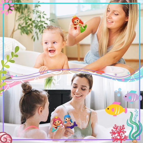 24 2.36 inch Leyndo Pcs Rubber Mermaid Decoration Small Squeaky Mermaid Toy for Fish Tank Dashboard Fairy Garden