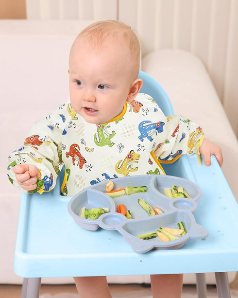 Lictin Baby Bibs for Boys Girls - Long Sleeve Waterproof Toddler Bibs, 0-24 Months Neutral Baby Smock