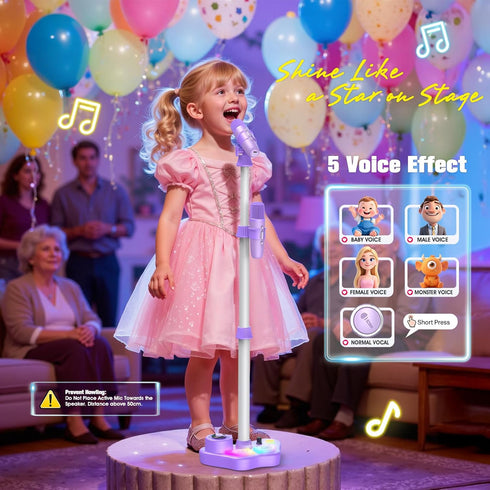 Delighkidz 3 4 5 6 7 8 2 4-6 Stand Karaoke Machine for Kids, Singing Toys Gifts for Year Old Girls Boys, Rechargeable