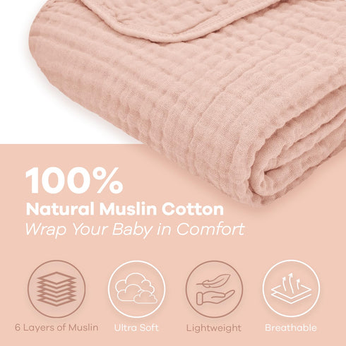 Large Muslin Cotton Baby Car Seat Cover & Swaddle - Soft and Breathable
