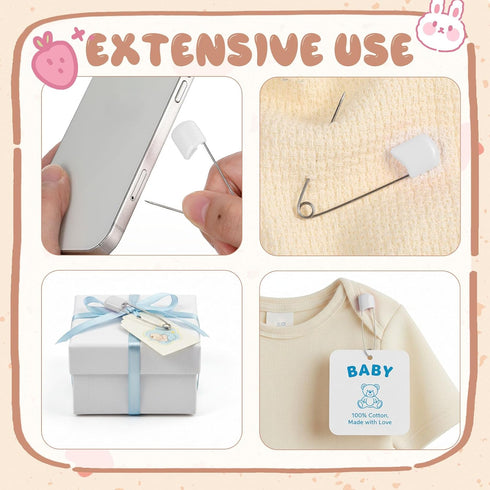 WILLBOND 8 2.2 Inch Pcs Diaper Pins Safety Plastic Head Cloth Diaper Nappy Pins with Locking Closures Stainless Steel