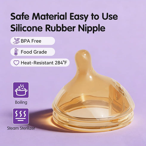 YOUKEBEI 0Months+, 4 Counts (Pack 1 Silicone Bottle Nipple, Anti Colic Nipples for Baby, Natural Flow Baby Bottle