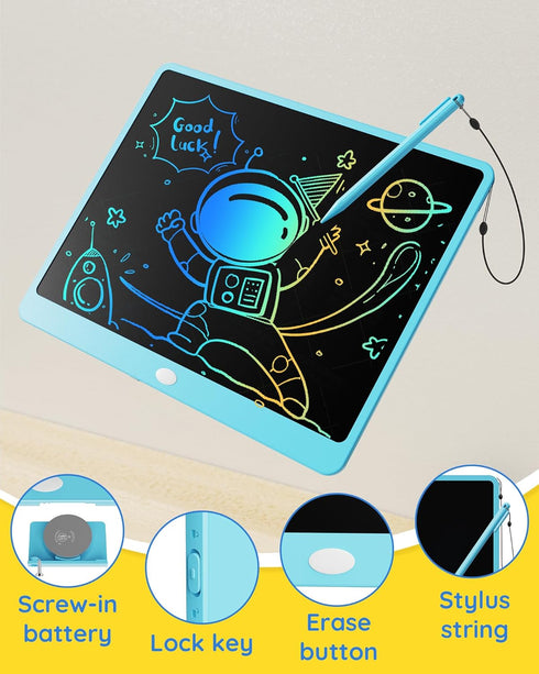 TEKFUN LCD Writing Tablet Doodle Board - 16 Inch Colorful Drawing Pad for Kids, Blue