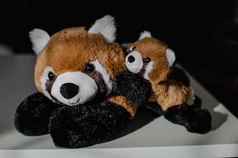 Mother & Baby Red Panda Plush Set | Super Soft Stuffed Animal for Kids' Bedroom | 17-in Plushies