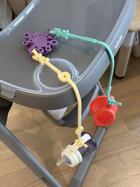 Octopal Set 2 No-Throw Baby Tether Suction Cup Anchor Base with Silicone Straps Keeps Toys, Cups & Utensils Off the