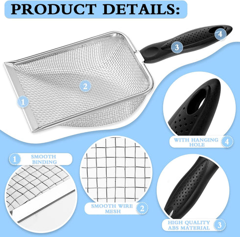 UMUACCAN Beach Mesh Shovel, Shark Tooth Sifter Dipper for Shell Collecting, Kids Filter Sand Scooper for Picking Up