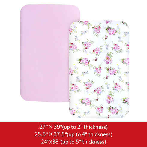 Pack 2 Pack Pack and Play Sheets Girl, Mini Crib Sheets, Stretchy Playard Fitted Sheet, Compatible with Graco n Play