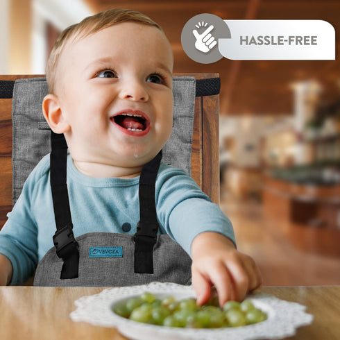 VEVOZA Compact Travel High Chair | Portable High Chair for Baby | Baby Travel Essential Harness Seat | Must Haves