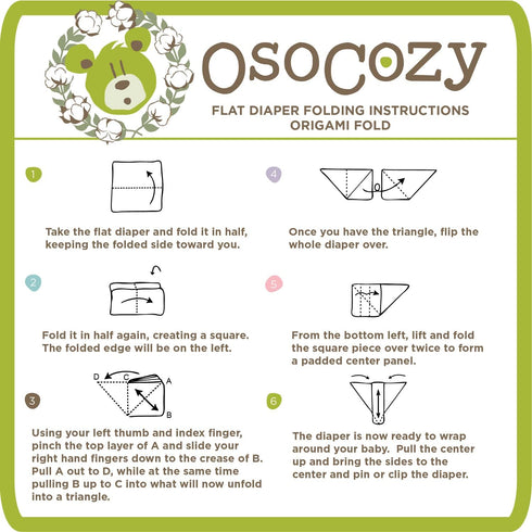 OsoCozy (Dozen) 27 30.5 100% Dozen. - Organic Flat Cloth Diapers - x - One-Layer Nappies Made of Soft, Durable Birdseye