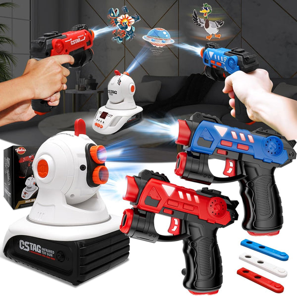VATOS Infrared Laser Tag Set with Projector, 2 Player Mini Laser Tag Guns for Kids, Indoor/Outdoor Game