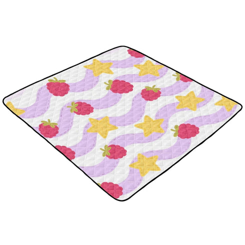 EtherSpher Cozy 50'' 50'' Berry Purple Stars Stripe Soft Thick Baby Gym & Activity Mat for Indoor Outdoor Breathable