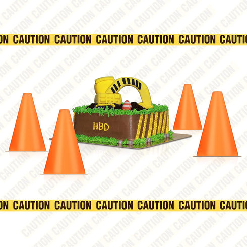 11 Set Decor(9 Inch Frienda Pcs Construction Birthday Party Decorations with Mini Traffic Cones and Caution Tape