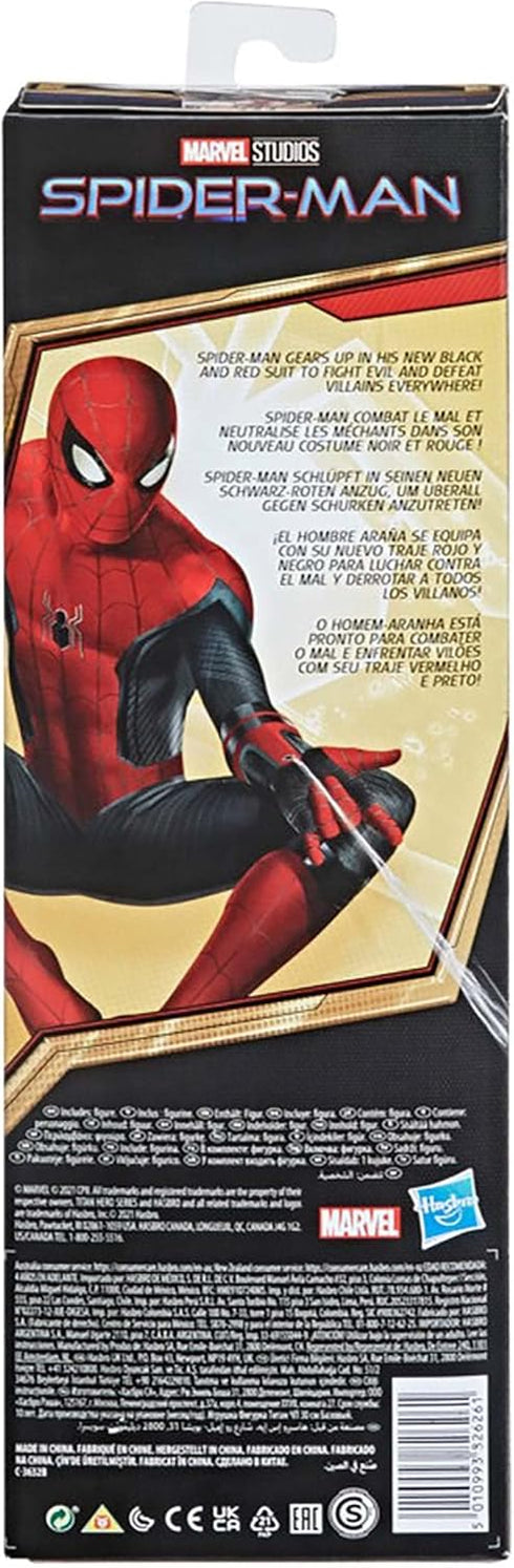 Spider-Man Marvel Titan Hero Series 12-Inch New Red and Black Suit Action Figure Toy, Movie Inspired, for Kids Ages 4 and Up