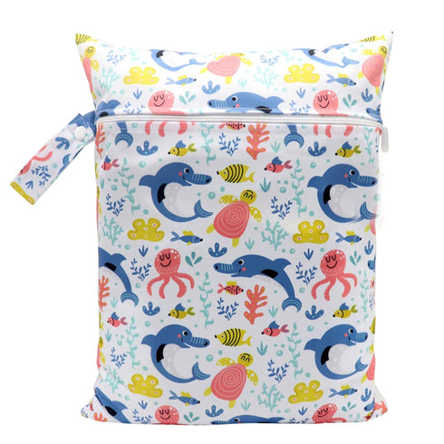 Ouxuefen Cartoon Print Baby Diaper Bag Wet Dry Nappy Zipper Handbag Large Capacity for & Travel