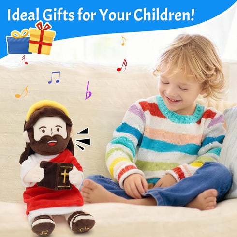 20 20 Songs,13.4" Yelakey Jesus Plush Talking Doll with Halo,Speak Bible Verses & Interactive Hymn Stuffed Plushie