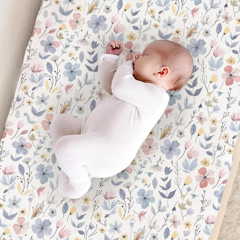 KuphiL10C Summer Girls-16x32 Spring Pastel Flowers Leaves Baby Changing Pad Cover, Unisex Floral Nursery Diaper