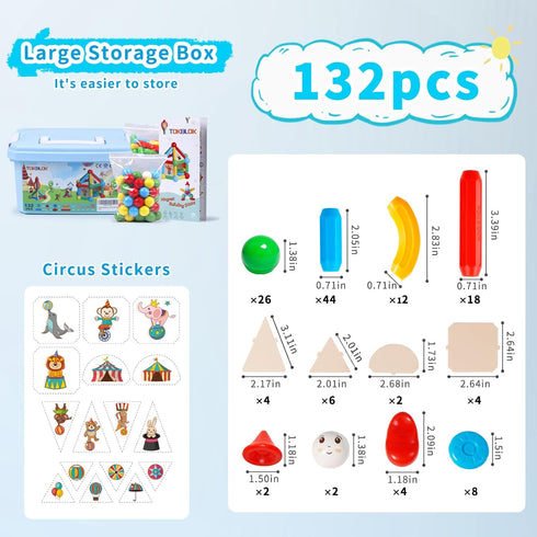 TOKBLOK 132Pcs Magnetic Building Blocks for Boys and Girls, Creative STEM Construction Toys for Kids Educational