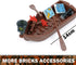 MALEKO Money Pirate Ship Treasure Accessories, Bank Dollars Cannon Crystals Gems Coins Gold Bar Silver Map Cash Chest