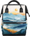 Hsnar Nature Scenery Mountain Waterproof Diaper Bag Backpack Large Capacity Baby Bag with
