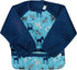 12-24mo Snap & Go Easy-wear Long Sleeve Bib Aqua Dinosaurs