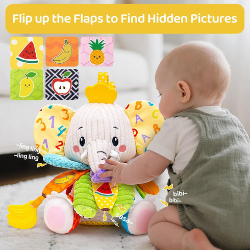 JoySpark Toys 3-6 3 6 9 12 Tummy 0-6 6-12 Baby Toys Months, Musical Stuffed Elephant Toddler Toy for Newborn Infant