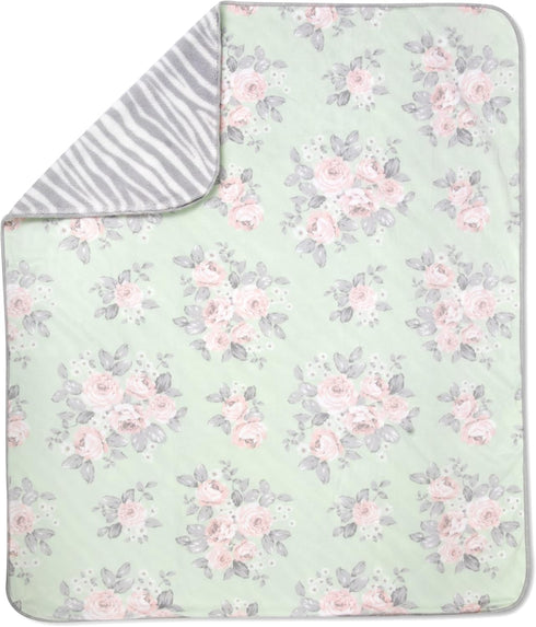 Sherpa Fleece Baby Blankets - Colorful Reversible Blankets for Newborns, Infants, Toddlers, and Nursery (Floral & Zebra)