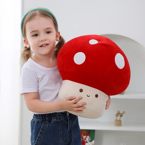 9 Inch WeBingo Mushroom Plush Pillow, Cute Large Mushroom Decor Stuffed Animal Plushies Stuffy for Girl Boy Kid Adult